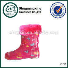 Al por mayor botas de lluvia cálidas de invierno para niños con piel / C-705